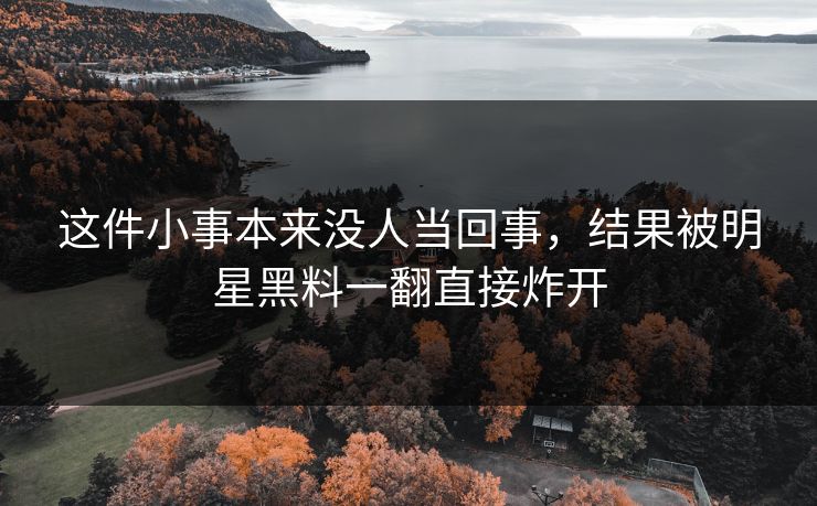 这件小事本来没人当回事，结果被明星黑料一翻直接炸开