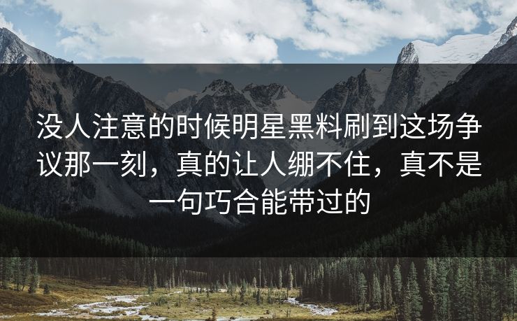 没人注意的时候明星黑料刷到这场争议那一刻，真的让人绷不住，真不是一句巧合能带过的